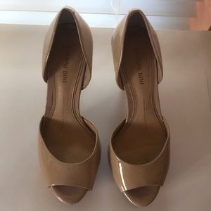 Patent leather platform heels